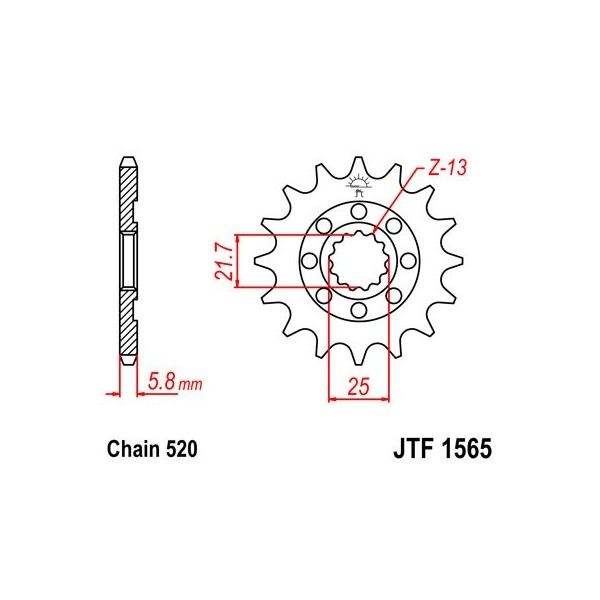 Pignon acier 12 dents JT Sprockets chaîne 520 Kawasaki KX450F