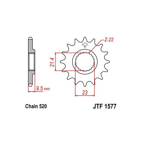 Pignon acier 15 dents JT Sprockets chaîne 520 Yamaha XT600E