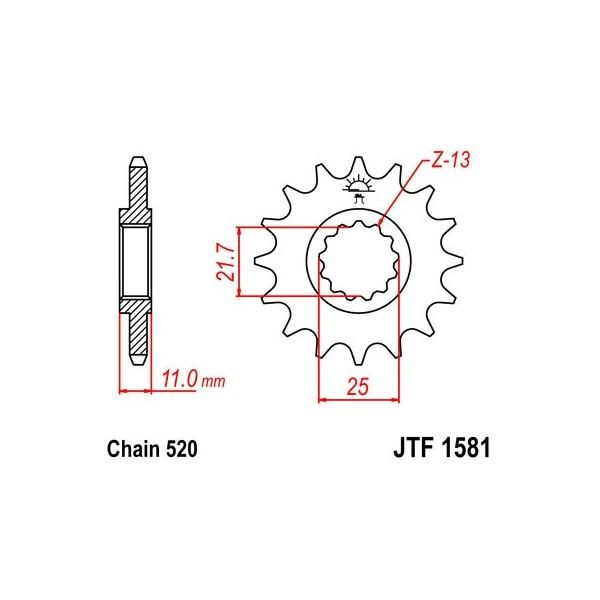 Pignon acier 15 dents JT Sprockets chaîne 520 Yamaha YZF600 R6