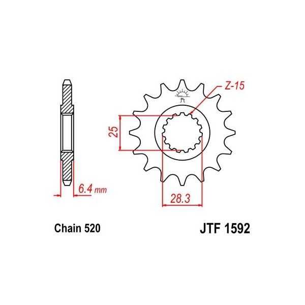 Pignon acier 14 dents JT Sprockets chaîne 520 Yamaha 