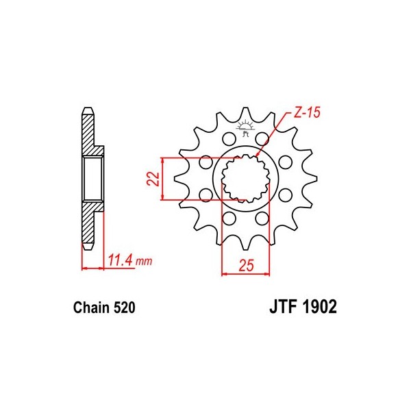 Pignon acier 14 dents JT Sprockets chaîne 520 KTM 