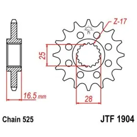 Pignon JT SPROCKETS acier standard 1904 - 525