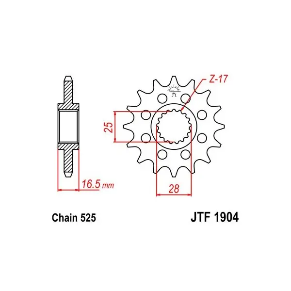 Pignon JT SPROCKETS acier standard 1904 - 525