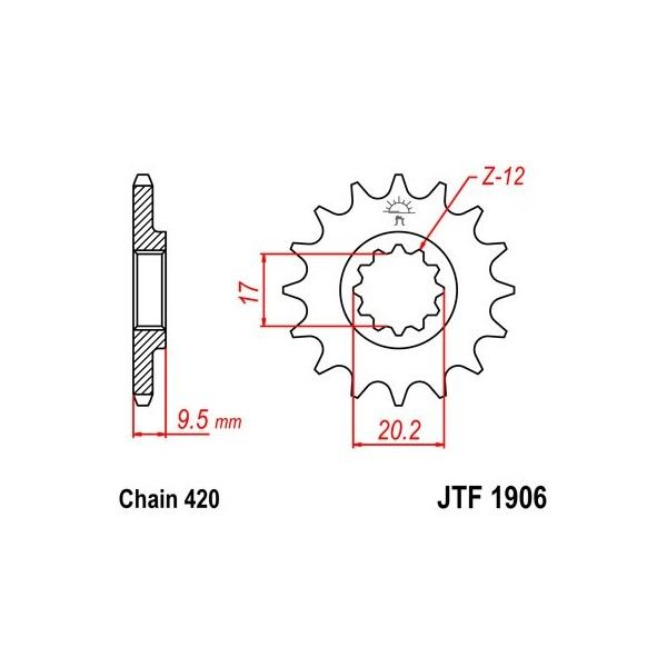 Pignon acier 13 dents JT Sprockets chaîne 520 KTM SX60-65