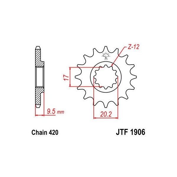 Pignon acier 14 dents JT Sprockets chaîne 420 KTM SX65