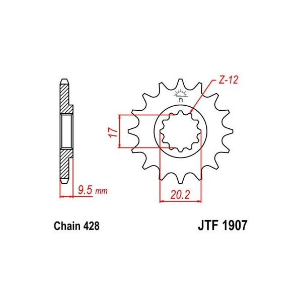 Pignon acier 13 dents JT Sprockets chaîne 428 KTM SX85-105