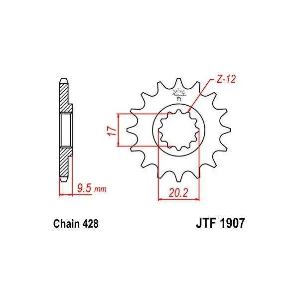 Pignon JT SPROCKETS acier standard 1907 - 428