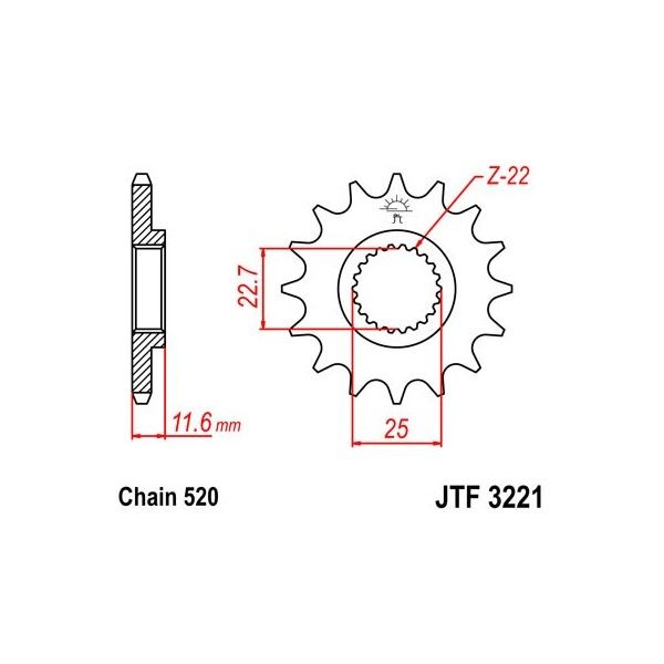 Pignon acier 10 dents JT Sprockets chaîne 520 Polaris TRAIL BLAZER/BOSS