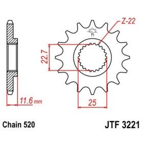 Pignon acier 12 dents JT Sprockets chaîne 520 Polaris