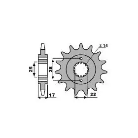 Pignon 14 dents PBR chaine 520 Ducati Monster 900ie.