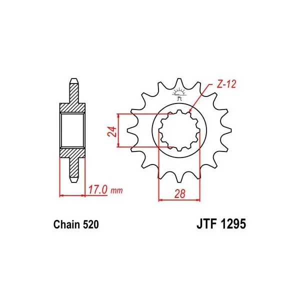Pignon JT SPROCKETS acier standard 1295 - 520