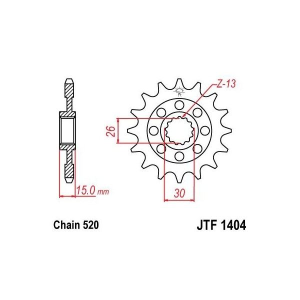 Pignon 16 dents JT Sprockets chaîne 520 