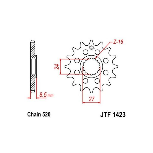 Pignon 17 dents JT Sprockets chaîne 520 