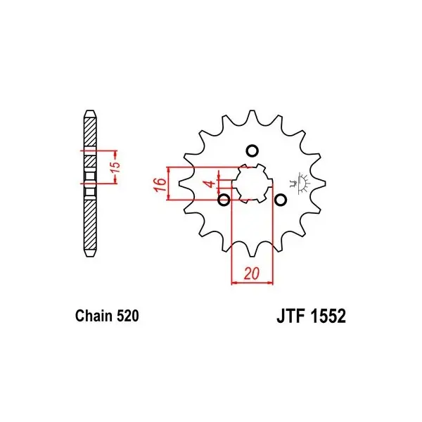 Pignon JT SPROCKETS acier standard 1552 - 520