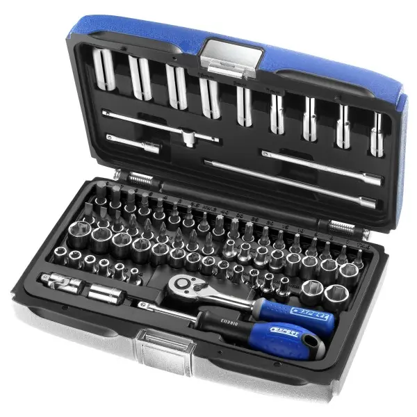 Coffret douilles & cliquet EXPERT 1/4'' métrique et pouce.