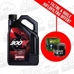 Pack de 4L d'huile moteur MOTUL 300V 15W50 + Filtre Offert HUI300V1...