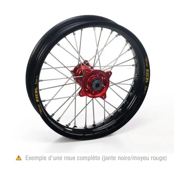 ROUE ARRIERE CR250 02-07 CRF450 02-10 19x2 15x32T JANTE NOIRE MOYEU ROUGE