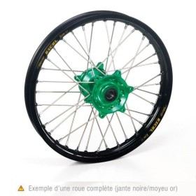 ROUE ARRIERE KX80/85 97-10 16x1 85x28T JANTE NOIRE MOYEU VERT
