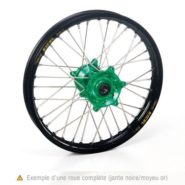 ROUE ARRIERE KX80/85 97-10 16x1 85x28T  JANTE NOIRE MOYEU VERT