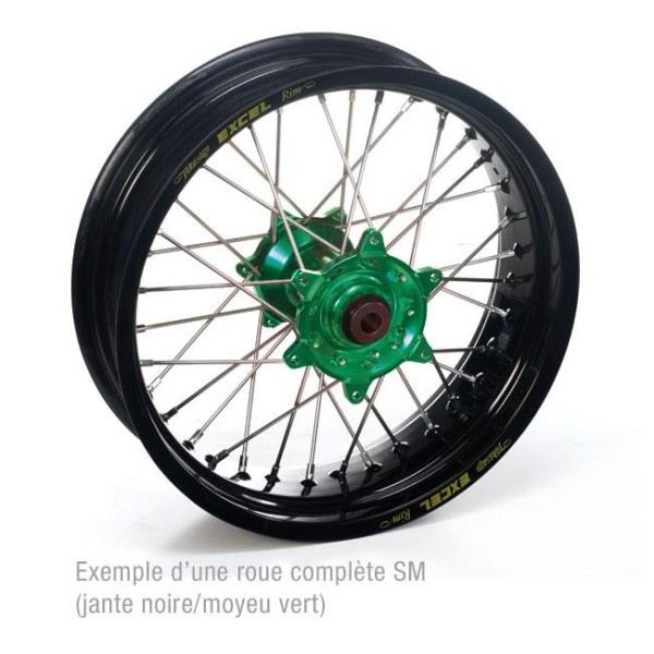 ROUE ARRIERE KX/KXF 03-10 17x4.50x36T  JANTE NOIRE MOYEU VERT