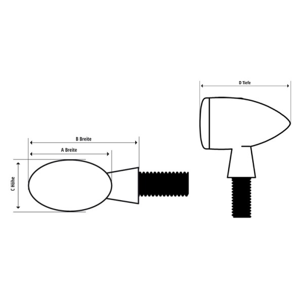 Feu arrière à LED HIGHSIDER Micro-Bullet, noir, teinté