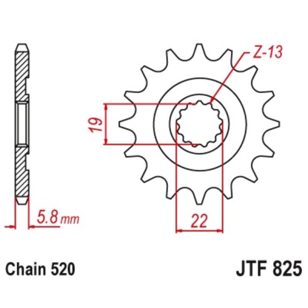 Pignon JT SPROCKETS acier anti-boue 825 - 520
