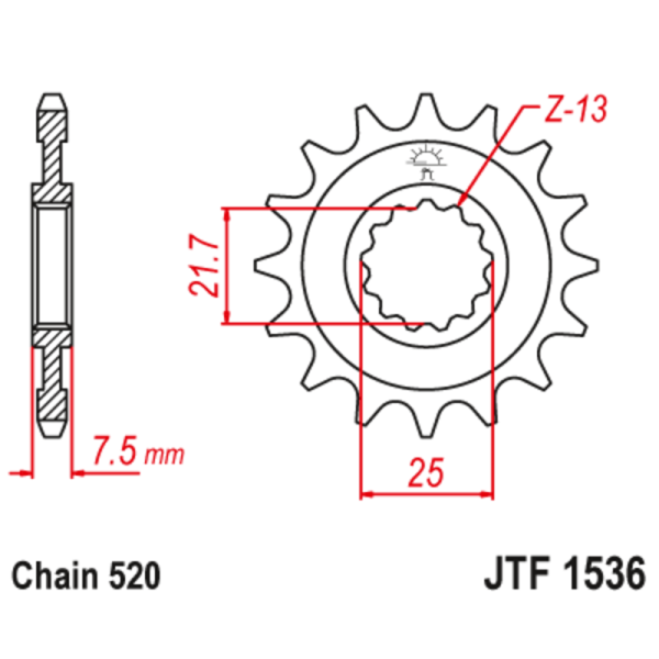 Pignon JT SPROCKETS Acier Anti-bruit 153 - 520