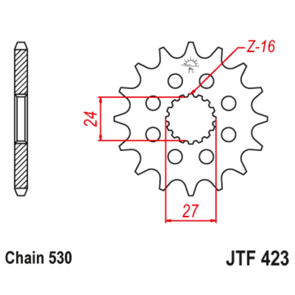 Pignon JT SPROCKETS acier anti-bruit 423 - 530