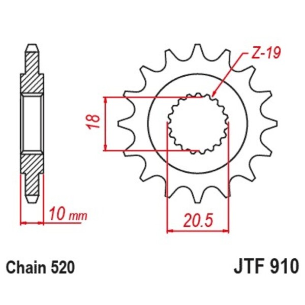 Pignon JT SPROCKETS acier standard 910 - 520