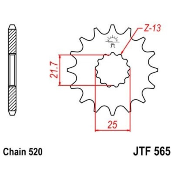 Pignon JT SPROCKETS acier anti-bruit 565 - 520