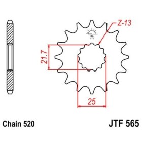 Pignon JT SPROCKETS acier anti-bruit 565 - 520