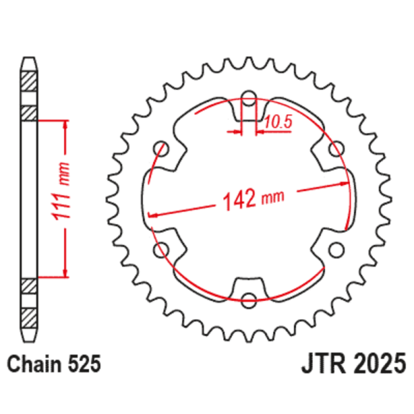 Couronne JT SPROCKETS acier standard 2025 - 525
