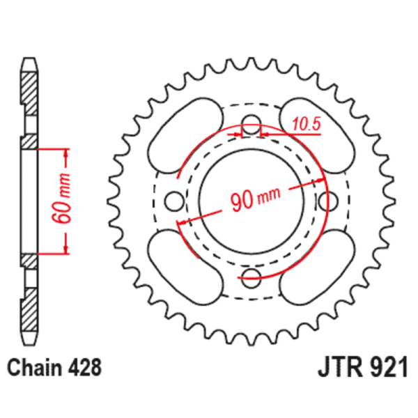 Couronne JT SPROCKETS acier standard 921 - 428