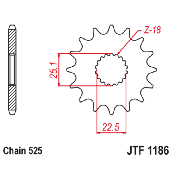 Pignon JT SPROCKETS Acier Anti-bruit 118 - 525