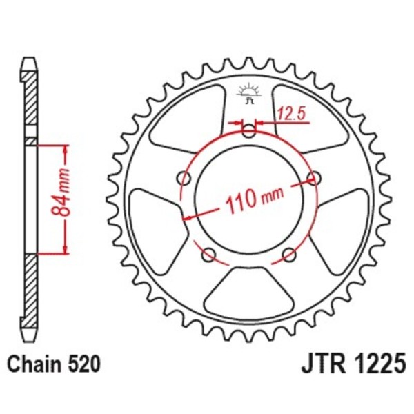Couronne JT SPROCKETS acier standard 1225 - 520