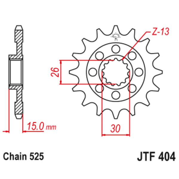 Pignon JT SPROCKETS Acier Anti-bruit 404 - 525