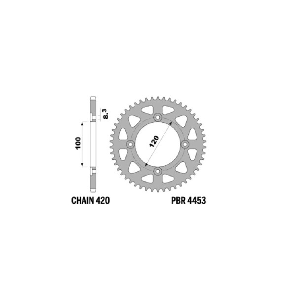 Couronne PBR Racing aluminium ultra-light 4453 - 420