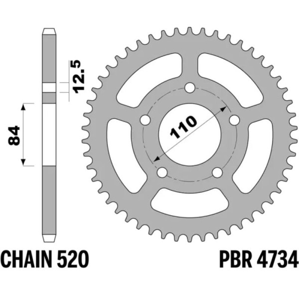 Couronne PBR acier C45 standard 4734 - 520