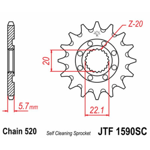 Pignon JT SPROCKETS acier anti-boue 1590 - 520