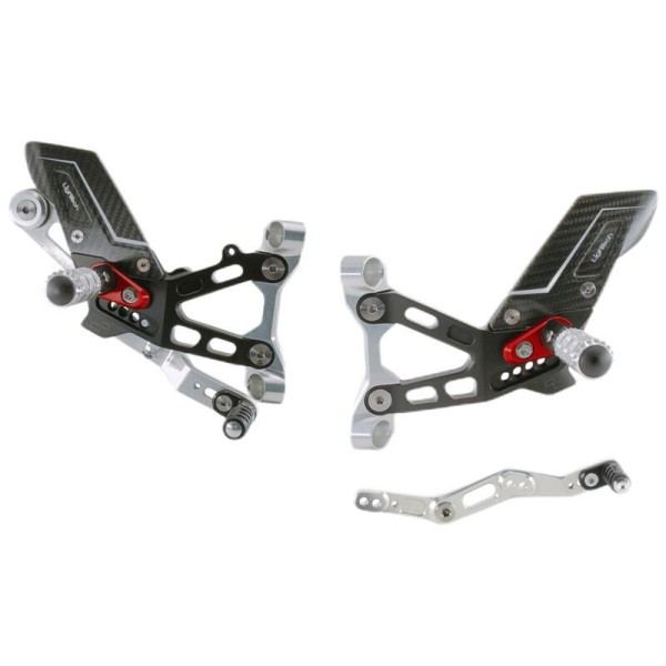 Commandes reculées réglables/repliables LIGHTECH Racing sélection standard et inversée noir/rouge BMW S1000RR