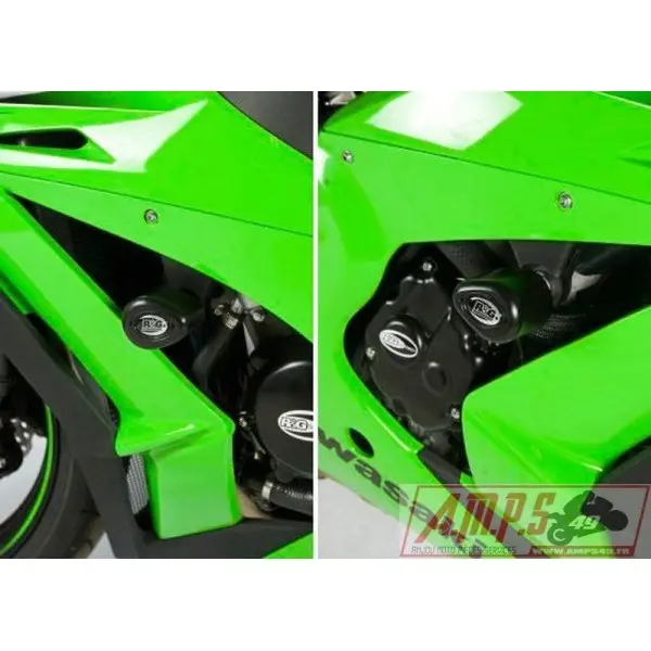 Kit tampons de protection R&G RACING Aero noir Kawasaki ZX-R10