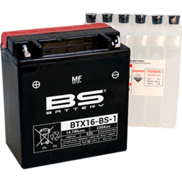 Batterie BS BATTERY sans entretien livrée avec pack acide - BTX16-BS-1