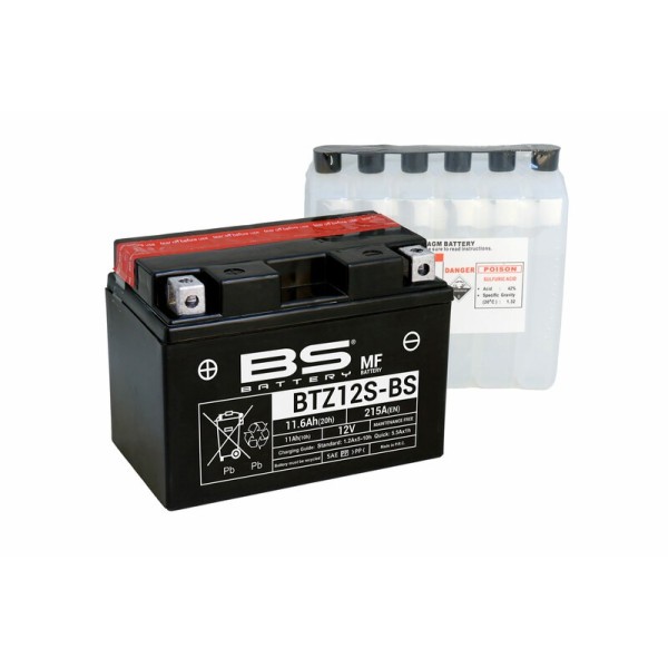 Batterie BS BATTERY sans entretien avec pack acide - BTZ12S-BS