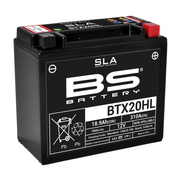 Batterie BS BATTERY sans entretien avec pack acide - BTX20HL-BS