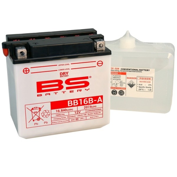 Batterie BS BATTERY Haute-performance avec pack acide - BB16B-A