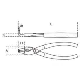 Pince pour circlips intérieurs à becs coudés à 90° BETA taille 170