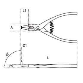 Pince pour circlips extérieurs à becs coudés à 90° BETA taille 175