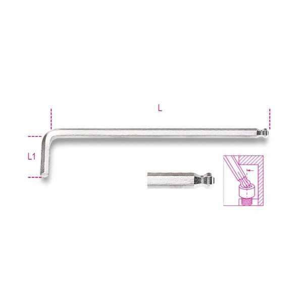 Jeu de 9 clés mâles 6 pans coudées à tête sphérique BETA modèle extra long