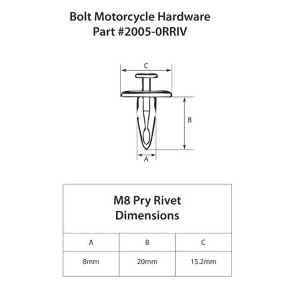 Rivets plastique M8 BOLT 10 pièces