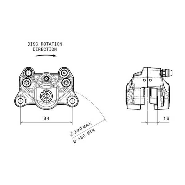 Etrier de frein arrière BREMBO Ø34mm titane